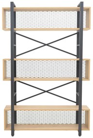Βιβλιοθήκη Fifer pakoworld σε oak-μαύρη απόχρωση 120x28x185εκ (1 τεμάχια)