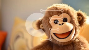 Intra Συλλεκτικό Ξύλινο Παζλ Plywood 4mm - Χαμογελαστός γεμισμένος πίθηκος στο κρεβάτι Σε Ξύλινο Κουτί - Διαστάσεις Puzzle: 10x10 cm – 25 κομμάτια