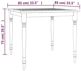 Τραπέζι Batavia 85 x 85 x 75 εκ. από Μασίφ Ξύλο Teak - Καφέ