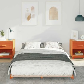 vidaXL Κρεβάτι δαπέδου Καφέ κεριού 140 x 190 cm Μασίφ ξύλο πεύκου