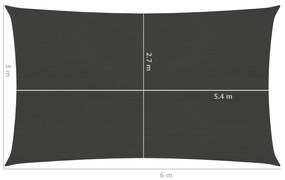 Πανί Σκίασης Ανθρακί 3 x 6 μ. από HDPE 160 γρ./μ² - Ανθρακί