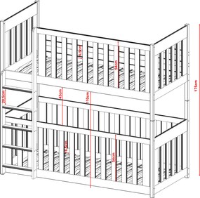 KONRAD 80x180 pine bunk bed Lano Furniture