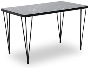 Σετ τραπεζαρία 5τμχ Roger - Chiara Megapap Mdf - ύφασμα χρώμα μαύρο εφέ μαρμάρου - ανθρακί 120x70x75εκ.