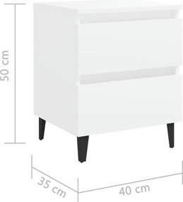 vidaXL Κομοδίνο Λευκό 40 x 35 x 50 εκ. από Επεξ. Ξύλο