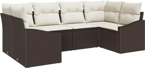 vidaXL Σετ Καναπέ με μαξιλάρι 6 pcs Καφέ συνθετικό ρατάν