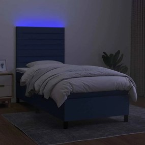 vidaXL Κρεβάτι Boxspring με Στρώμα &amp; LED Μπλε 100x200 εκ. Υφασμάτινο
