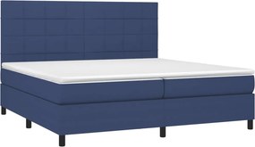 vidaXL Κρεβάτι Boxspring με Στρώμα Μπλε 200x200 εκ. Υφασμάτινο