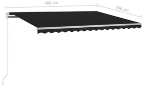 Τέντα Συρόμενη Αυτόματη με Στύλους Ανθρακί 4 x 3,5 μ. - Ανθρακί