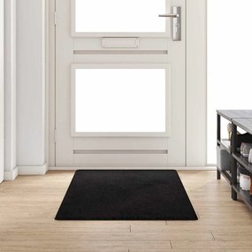vidaXL Δερμάτινο Χαλί Μαύρο 80 x 200 cm 100% Πολυπροπυλένιο Τούφτα