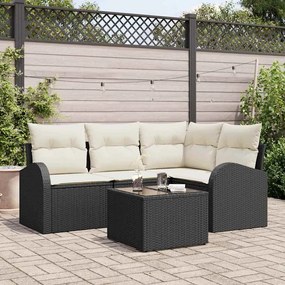 vidaXL Σετ Καναπέ Κήπου με μαξιλάρι 5 pcs Μαύρο Πολυ ράταν