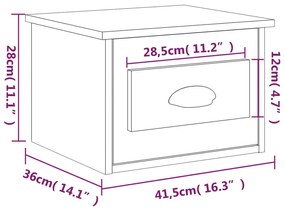 Κομοδίνα Επιτοίχια 2 τεμ. Γκρι Sonoma 41,5 x 36 x 28 εκ. - Γκρι