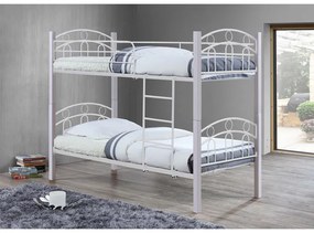 NORTON Κρεβάτι Κουκέτα Μέταλλο Βαφή Άσπρο, Ξύλο Άσπρο 97x201x160(Στρώμα 90x190)cm