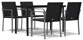 vidaXL Σετ Τραπεζαρίας Κήπου 5 τεμ. Συνθ. Ρατάν / Ατσάλι με Μαξιλάρια