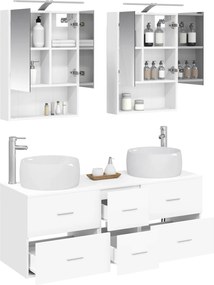 vidaXL Σετ Επίπλων Μπάνιου 5 pcs Λευκό Επεξεργασμένο Ξύλο και Γυαλί