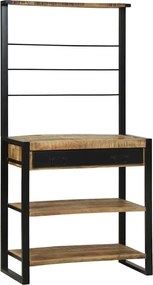 vidaXL Ράφι κουζίνας Καφέ και Μαύρο 80 x 40 x 160 cm