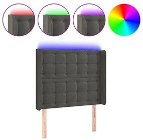 Κεφαλάρι Κρεβατιού LED Σκούρο Γκρι 103x16x118/128εκ. Βελούδινο 3124525