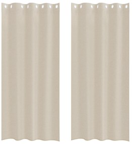 vidaXL Κουρτίνες με κουρτίνες 2 pcs Άμμος 140 x 225 cm Πολυεστέρας