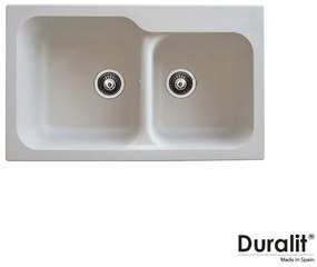 Duralit KZ200 Blanco Artico Ένθετος Συνθετικός Νεροχύτης Με 2 Γούρνες 83x50 cm