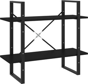 vidaXL Βιβλιοθήκη με 2 Ράφια Μαύρη 80 x 30 x 70 εκ. από Επεξ. Ξύλο