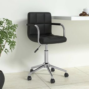 Καρέκλα Γραφείου Περιστρεφόμενη Μαύρη από Συνθετικό Δέρμα - Μαύρο