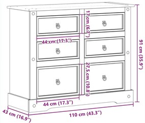 Συρταριέρα Corona 110 x 43 x 91 εκ. από Μασίφ Ξύλο Πεύκου - Καφέ