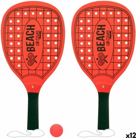 Ρακέτες Παραλίας με Μπάλα Aktive 20 x 40 cm (12 Μονάδες)