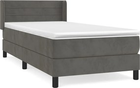 vidaXL Κρεβάτι Boxspring με Στρώμα Σκούρο Γκρι 80x200 εκ. Βελούδινο