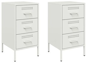 vidaXL Κομοδίνα 2 τεμ. Λευκά 36x39x68 εκ. από Χάλυβα