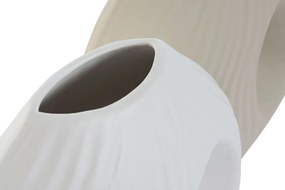 Βάζο Home ESPRIT Λευκό Μπεζ Πήλινα 33 x 15 x 34 cm (x2)