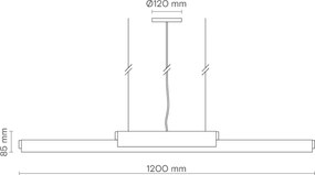 LED Κρεμαστό Φωτιστικό Rudi 120cm Pendant 32W Λευκό