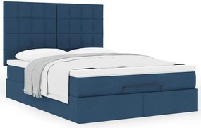 vidaXL Οθωμανικό κρεβάτι με στρώμα μπλε 140x190cm ύφασμα