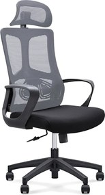 BF8600 Πολυθρόνα Γραφείου Διευθυντή, Mesh Γκρι, Ύφασμα Μαύρο   1τμχ