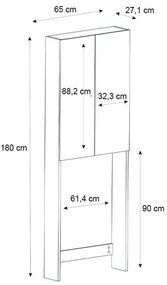Έπιπλο πλυντηρίου Romme Megapap χρώμα sepet oak 65x27,1x180εκ.