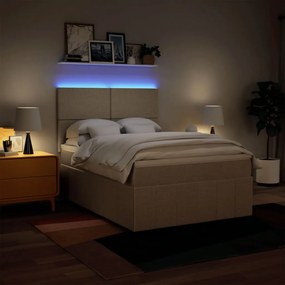 vidaXL Κρεβάτι Boxspring με Στρώμα Κρεμ 140x200 εκ. Υφασμάτινο