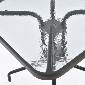 Τραπέζι FIGO Μεταλλικό Γκρί με Γυάλινη Επιφάνεια 60x60x72Y εκ. 60x60x72 εκ.