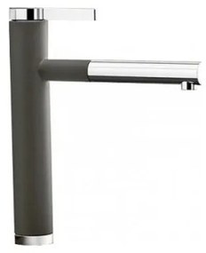 Blanco Linee-S Rock Grey-Chrome Μπαταρία Κουζίνας με Περιστρεφόμενο Ρουξούνι και Αποσπώμενο Ντους