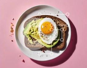 Σετ των 2 Intra Συλλεκτικό Ξύλινο Παζλ Plywood 4mm - Τοστ αβοκάντο με αυγό σε ροζ φόντο Σε Ξύλινο Κουτί - Διαστάσεις: 10x10 cm – 25 κομμάτια