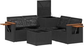 vidaXL Σετ Καναπέ 6 τμχ. Μαύρο 55 x 55 x 37 εκ Πολυ-ρακί και Χάλυβας