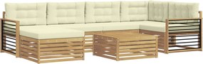 vidaXL Σειρά Καναπέ Εξωτερικού με μαξιλάρι 7 pcs Λευκό και Κρεμ