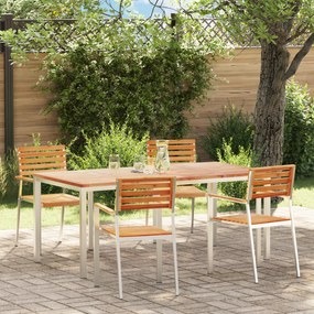 vidaXL Σετ Κήπου 5 Τεμαχίων - Μασίφ Ξύλο Teak & Ανοξείδωτος Χάλυβας