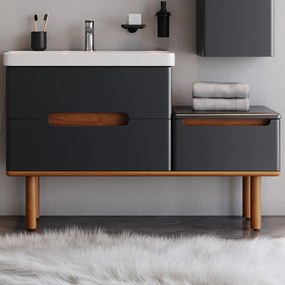 Έπιπλο Μπάνιου Πάγκος Με Νιπτήρα Masal 130 S3BMAS130ANM 130x46x85cm Anthracite Κεραμικό,Mdf