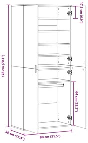 Παπουτσοθήκη Sonoma Δρυς 80x39x178 εκ. από Επεξεργασμένο Ξύλο - Καφέ