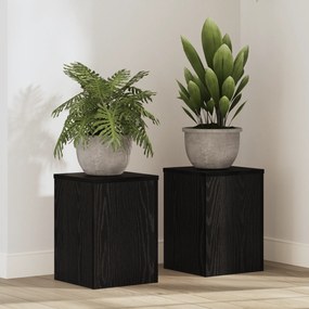 vidaXL Βάσεις Φυτών 2 τεμ Μαύρη Δρυς 25x25x35 εκ Επεξεργασμένο Ξύλο