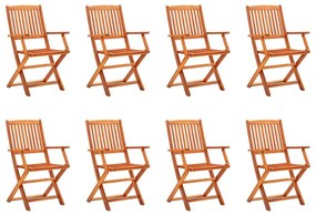 Καρέκλες Κήπου Πτυσσόμενες 8 τεμ. από Μασίφ Ξύλο Ευκαλύπτου - Καφέ