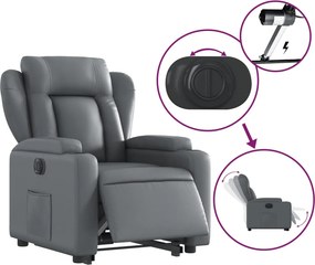 vidaXL Πολυθρόνα Ηλεκ Ανακλινόμενη με Ανύψωση Συνθετικό Δέρμα