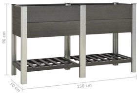 vidaXL Ζαρντινιέρα Υπερυψωμένη με Ράφι Γκρι 150 x 50 x 90 εκ. από WPC