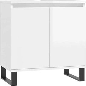 vidaXL Ντουλάπι Μπάνιου Γυαλ. Λευκό 58 x 33 x 60 εκ. από Επεξεργ. Ξύλο