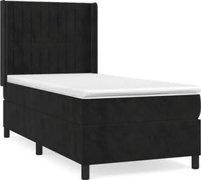 vidaXL Κρεβάτι Boxspring με Στρώμα Μαύρο 90x200 εκ. Βελούδινο
