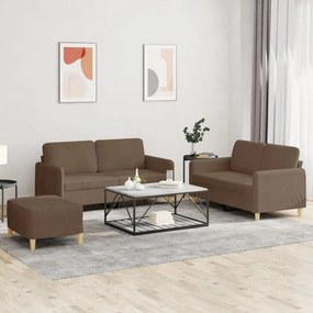 vidaXL Πολυθρόνες Σετ 3 Τεμαχίων Καφέ από Ύφασμα με Μαξιλάρια