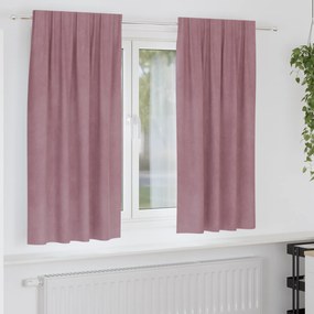 vidaXL Κουρτίνες με κουρτίνες 2 pcs Σκούρο Ροζ 140 x 175 cm Βελούδο
